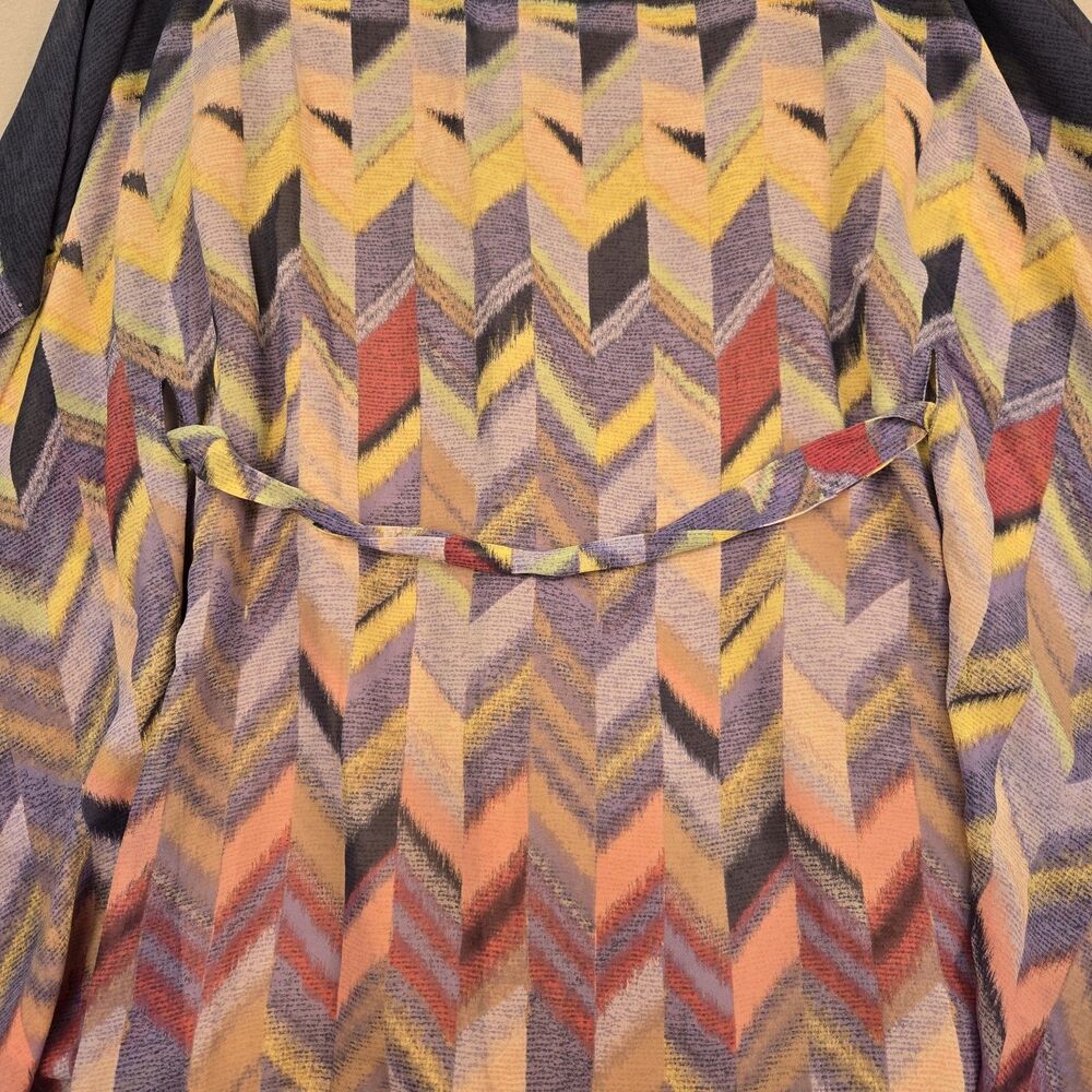 BCBGMAXAZRIA Suzy Chevron Dress Kaftan Small Sheer Overlay High Low Hem Lined - Picture 4 of 11